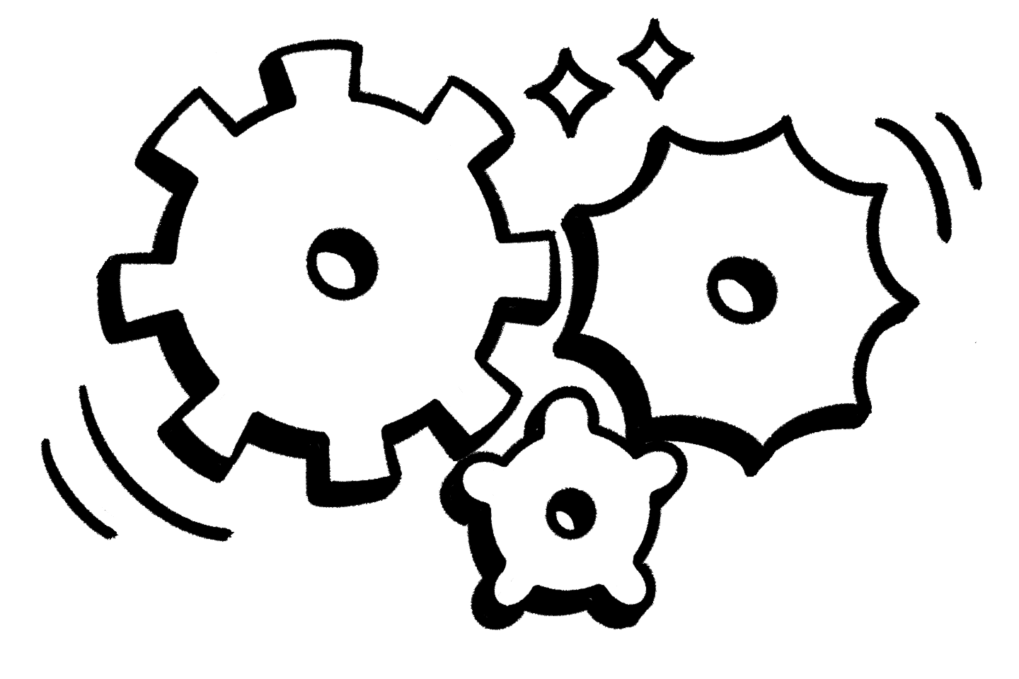 Spot-Illustration: Zahnräder (Schwarz-Weiß)