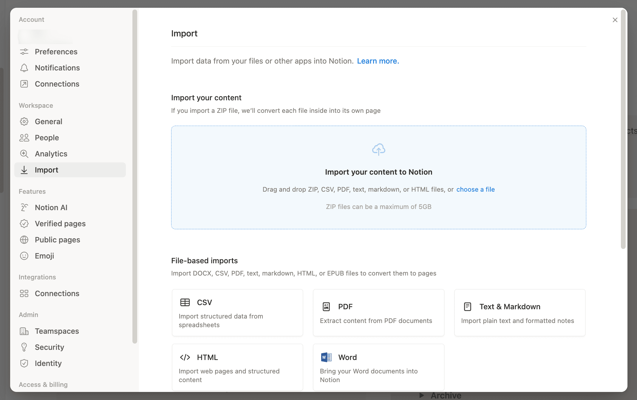 Benutzeroberfläche importieren