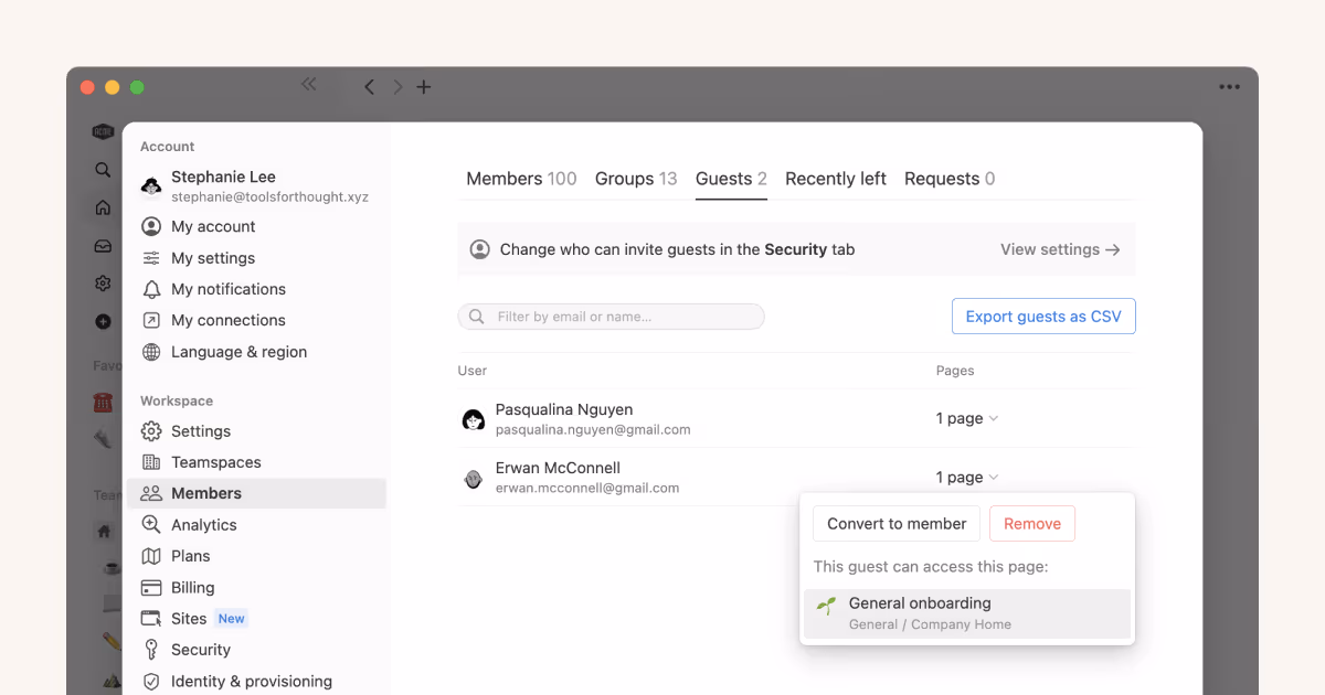 Wer sollte ein Workspace-Mitglied sein und wer sollte ein Gast sein?
