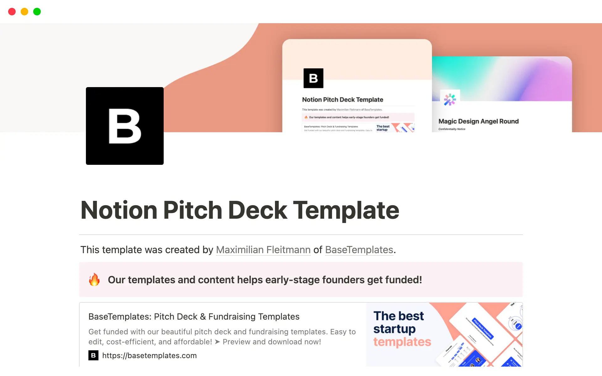 Eine Vorlagenvorschau für Pitch Deck Template